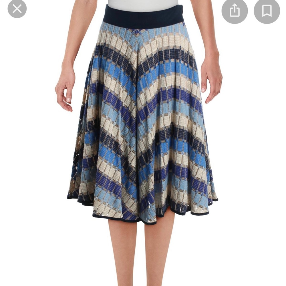 NWT Milly blue and tan circle midi skirt, size 2